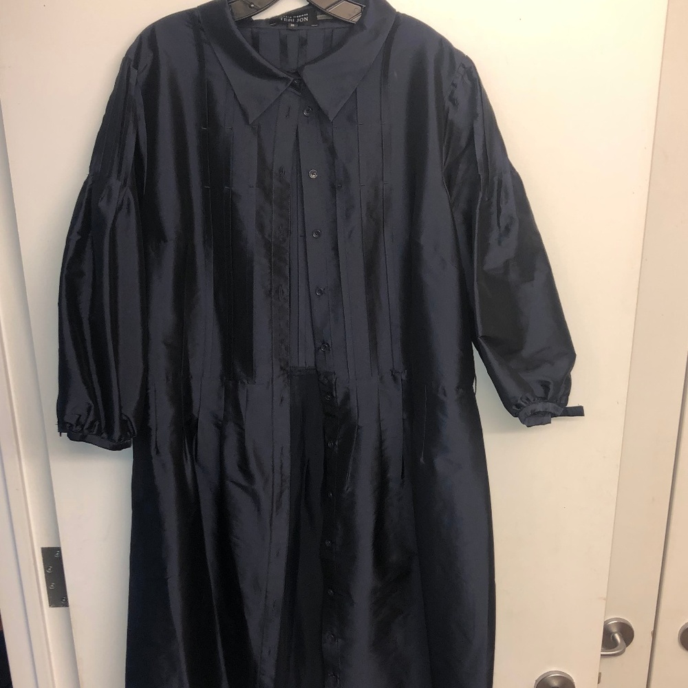 Rickie Freeman for Teri Jon Blue Shirtdress Gown